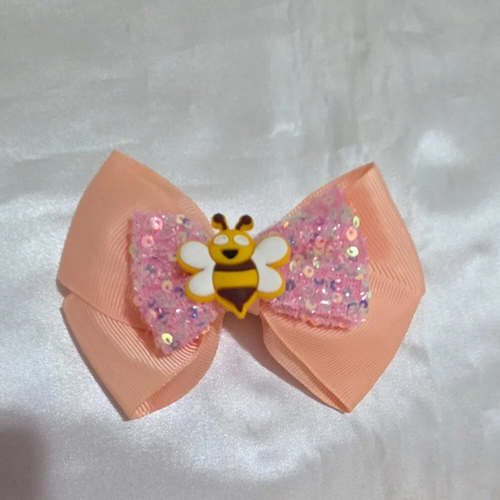 5pcs Cute Glitter Hair Bows Set for Girls Bee Bear Strawberry Clips